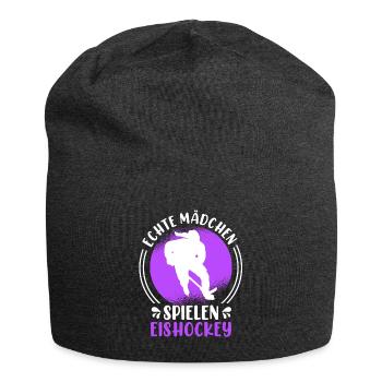 Echte Mädchen spielen Eishockey Damen - Jersey-Beanie - Anthrazit - Vorne