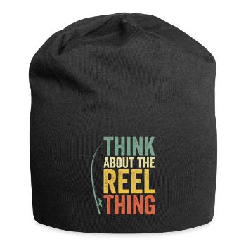 Pensez au passe-temps de pêche Reel Thing - Bonnet en jersey - noir - Devant