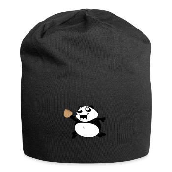 Panda mit Kaffee aufgeregt Koffein Schock - Jersey-Beanie - Schwarz - Vorne