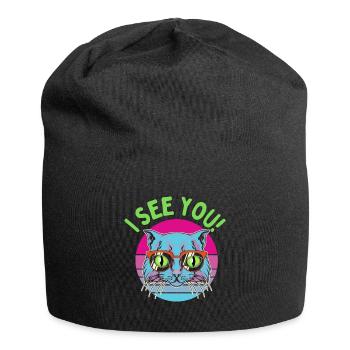 A cat sees everything! - Jersey Beanie - black - Front