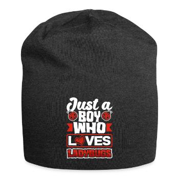 Ladybug Entomology Ladybirds Just a Boy Who Loves - Jersey-Beanie - Anthrazit - Vorne