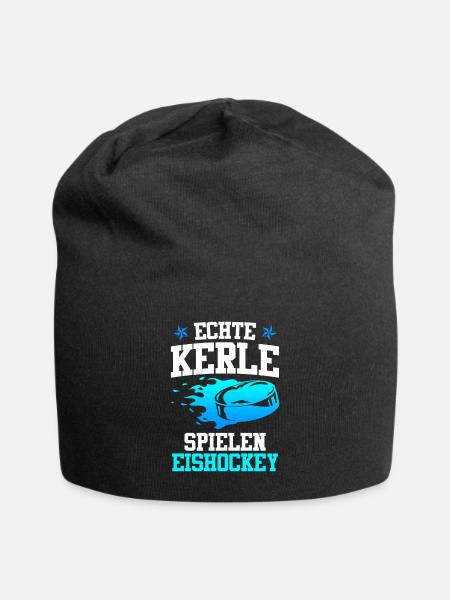 Echte Kerle spielen Eishockey - Jersey-Beanie - Schwarz