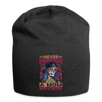 Never underestimate a mom with a tattoo - Funny - - Jersey Beanie - black - Front