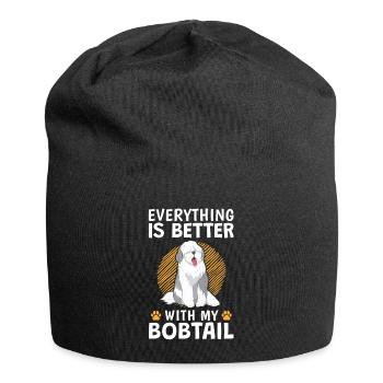 Everything better with Bobtail Old English Shepherd - Jersey Beanie - black - Front