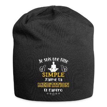 je suis une fille simple j'aime méditation apero - Bonnet en jersey - noir - Devant