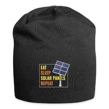 Eat Sleep Solar Panels Photovoltaik - Jersey-Beanie - Schwarz - Vorne