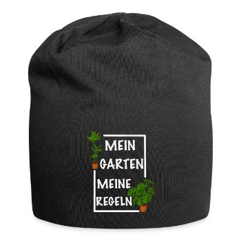 Mein Garten meine Regeln - Jersey-Beanie - Schwarz - Vorne