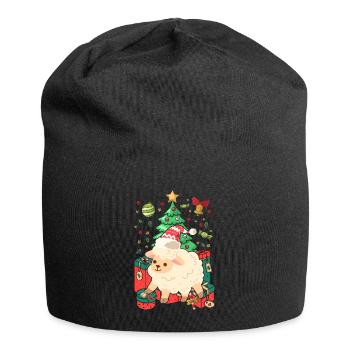 Ugly Christmas Sheep Pattern Knitted Xmas Christ Child - Jersey Beanie - black - Front
