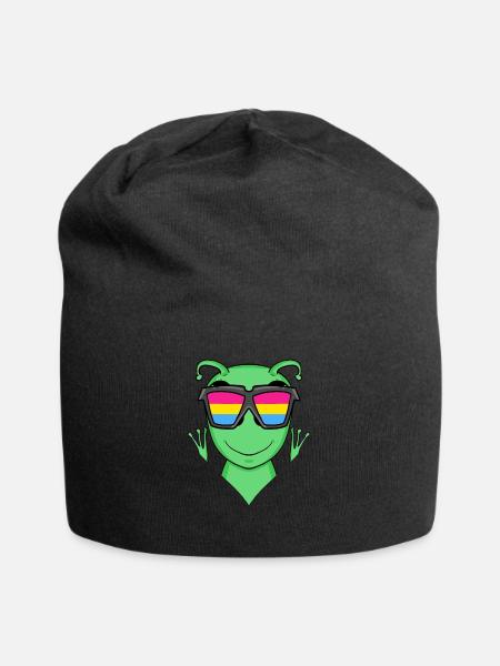 Pansexuell Alien - Alien mit Brille - Jersey-Beanie - Schwarz