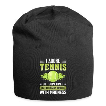 J’aime le tennis Avec enthousiasme Drôles de joueurs - Bonnet en jersey - noir - Devant