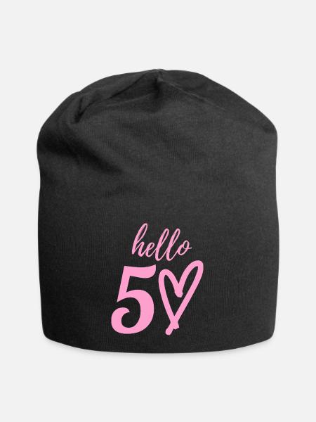 Hallo 50. 50. Geburtstag - Jersey-Beanie - Schwarz