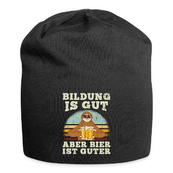 Bildung Ist Gut Aber Bier Ist Guter Biertrinker Fa - Jersey-Beanie - Schwarz - Vorne