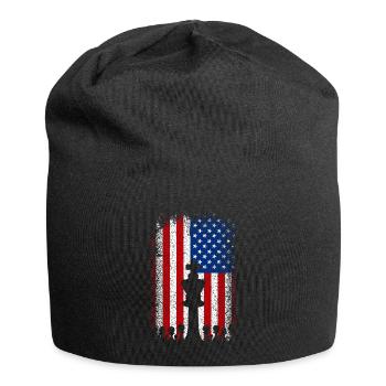États-Unis drapeau américain Échecs - Bonnet en jersey - noir - Devant
