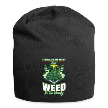 Struggle Is The Enemy But Weed Is The Remedy - Jersey-Beanie - Schwarz - Vorne