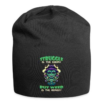 Struggle Is The Enemy But Weed Is The Remedy - Jersey Beanie - black - Front