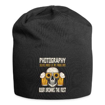 La photographie résout la plupart de mes problèmes : la bière - Bonnet en jersey - noir - Devant