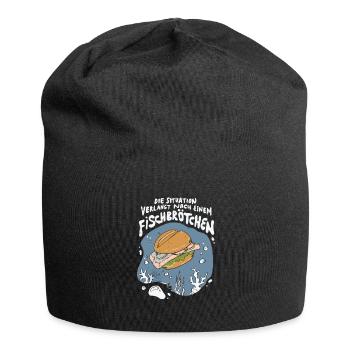 Fischbrötchen Möwe Norddeutsch - Jersey-Beanie - Schwarz - Vorne