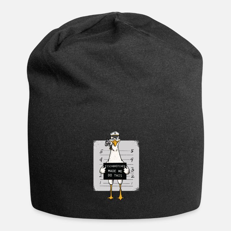 Fischbrötchen Möwe Norddeutsch - Jersey-Beanie - Schwarz