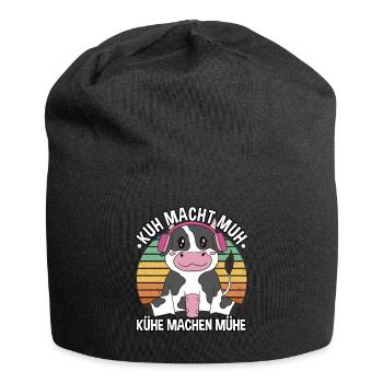 Kuh macht Muh Kühe machen Mühe Landwirt witziges - Jersey-Beanie - Schwarz - Vorne