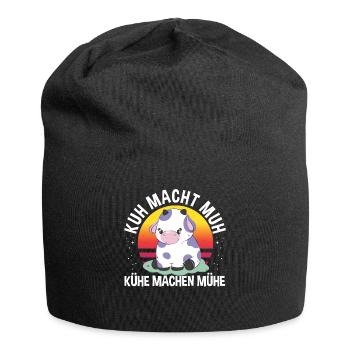 Kuh macht Muh Kühe machen Mühe Landwirt witziges - Jersey-Beanie - Schwarz - Vorne