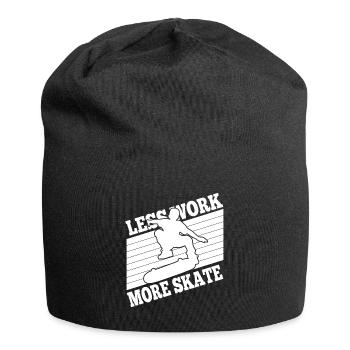 Skateboarding Less Work More Skate Gift Idea - Jersey Beanie - black - Front