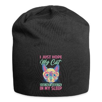I Just Hope My Cat Does Not Whack Me In My Sleep - - Jersey-Beanie - Schwarz - Vorne