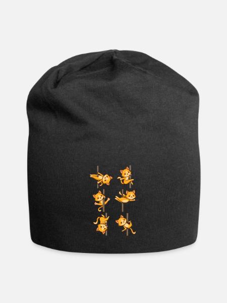 Cute Cats Pole Dancing Funny Pole Dancer - Jersey Beanie - black