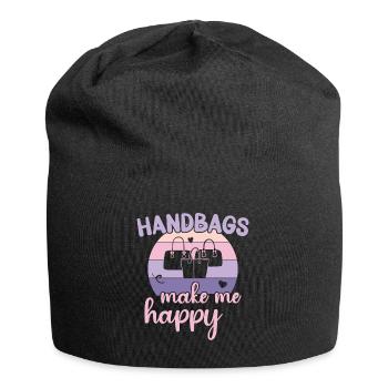 Handbags make me happy / Shopping Handbag - Jersey Beanie - black - Front