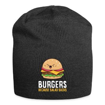 Burgers Because Salad Sucks Funny Hamburger - Jersey Beanie - charcoal grey - Front