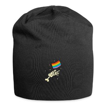 LGBTQ Skelett Hand Regenbogen Flagge Queer Pride - Jersey-Beanie - Schwarz - Vorne