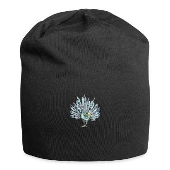 Peacock I Peacock Eye Motif with Peacock Feather - Jersey Beanie - black - Front