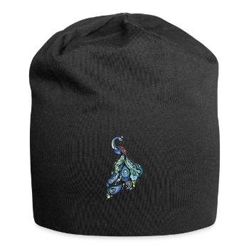 Peacock I Peacock Eye Motif with Peacock Feather - Jersey Beanie - black - Front