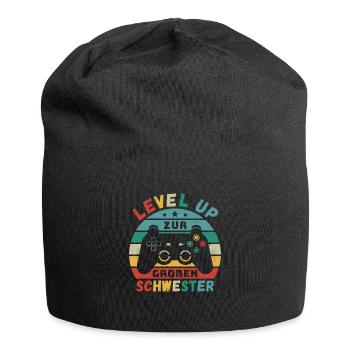 Level Up zur Großen Schwester Geburt Schwanger - Jersey-Beanie - Schwarz - Vorne