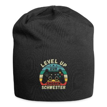 Level Up zur Großen Schwester Geburt Schwanger - Jersey-Beanie - Schwarz - Vorne