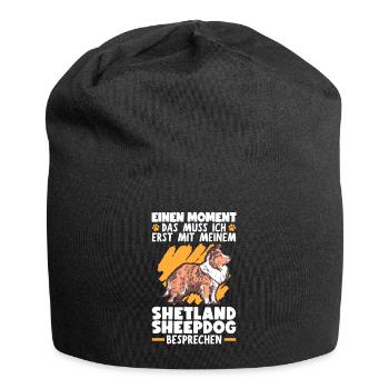 Mit meinem Shetland Sheepdog besprechen - Jersey-Beanie - Schwarz - Vorne