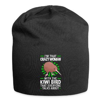 Verrückte Kiwi Vogel Frau Schnepfenstrauß - Jersey-Beanie - Schwarz - Vorne