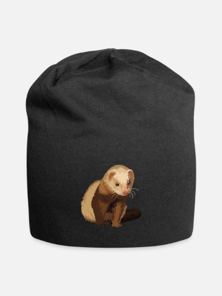 Lustiges Frettchen Frettchenliebhaber Tierfreund - Jersey-Beanie - Schwarz