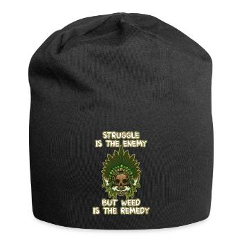 Struggle Is The Enemy But Weed Is The Remedy - Jersey-Beanie - Schwarz - Vorne