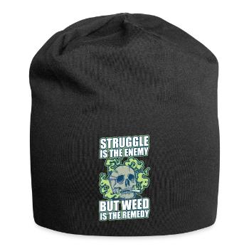Struggle Is The Enemy But Weed Is The Remedy - Jersey-Beanie - Schwarz - Vorne