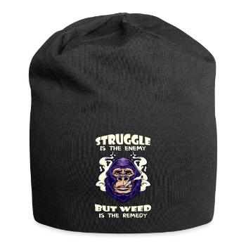 Struggle Is The Enemy But Weed Is The Remedy - Jersey-Beanie - Schwarz - Vorne