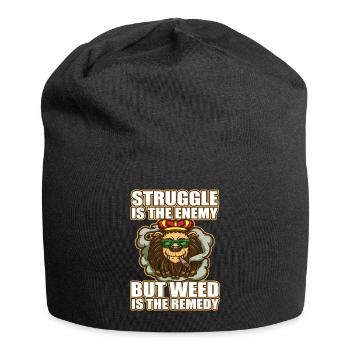 Struggle Is The Enemy But Weed Is The Remedy - Jersey Beanie - black - Front