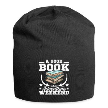 Un bon livre est mon week-end d’aventure - Bonnet en jersey - noir - Devant