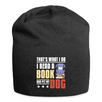 Lire un livre et chien de compagnie - Bonnet en jersey - noir - Devant