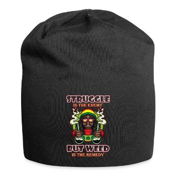 Struggle Is The Enemy But Weed Is The Remedy - Jersey Beanie - black - Front