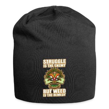 Struggle Is The Enemy But Weed Is The Remedy - Jersey-Beanie - Schwarz - Vorne