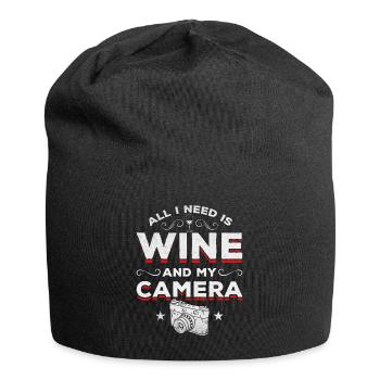 Foto - Alles was ich brauche ist Wein und mein - Jersey-Beanie - Schwarz - Vorne