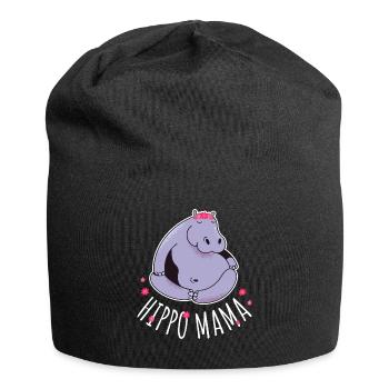 Hippo Mama Hippo Gift - Jersey Beanie - black - Front
