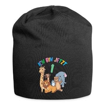 1 Geburtstag Zoo Tiere - 1 Jahr Junge Mädchen - Jersey-Beanie - Schwarz - Vorne