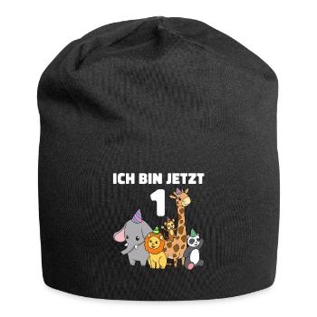 1 Geburtstag Tier Kinder - 1 Jahr Junge Mädchen - Jersey-Beanie - Schwarz - Vorne