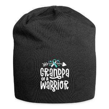 Grandpa Of A Warrior Teal Cervical Cancer Family - Jersey Beanie - black - Front